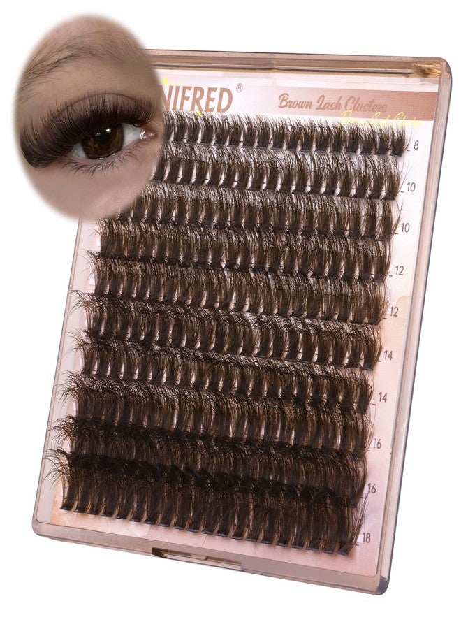 Winifred Brown Lash Clusters Dark Brown Individual Lashes Wispy Thick Volume Lash Extension D Curvature Clusters Eyelashes 80D Clusters Lashes by Winifred (8-18mm) - Image 1